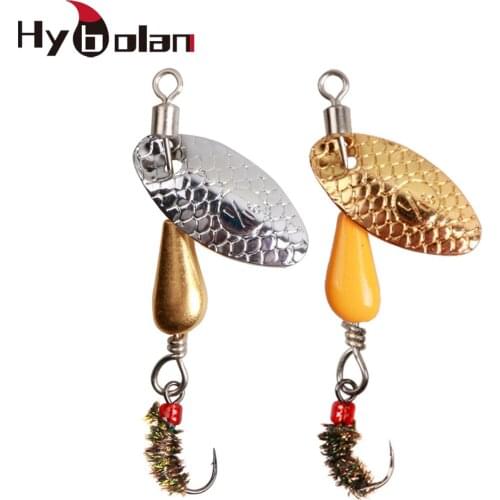 HYBOLAN Fishing Spoon Spinner Metal Bait 5cm/2.7g Artificial Wobblers With fly hook Sequins for Bass Trout Perch Pike Rotating