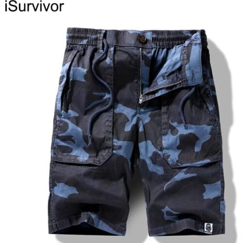 ISurvivor 2021 Men Camouflage Summer Knee Length Cargo Shorts Sweatpants Male Casual Fashion Slim Fit Multi Pocket Cargo Shorts