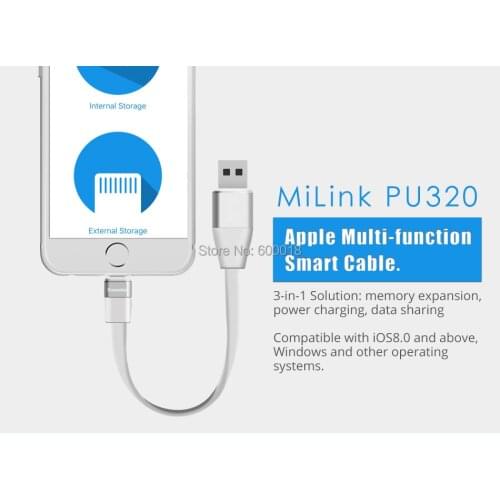 2017 brand new 3 in 1 smart cable with capacity 32GB or 64GB , plus power charging + data sharing free shipping wholesale