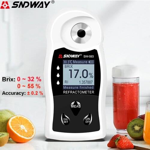 SNDWAY Rechargeable Automatic Digital Refractometer Sugar Meter Hydrometer Brix Concentration for Honey Grape Wine Beer Alcohol