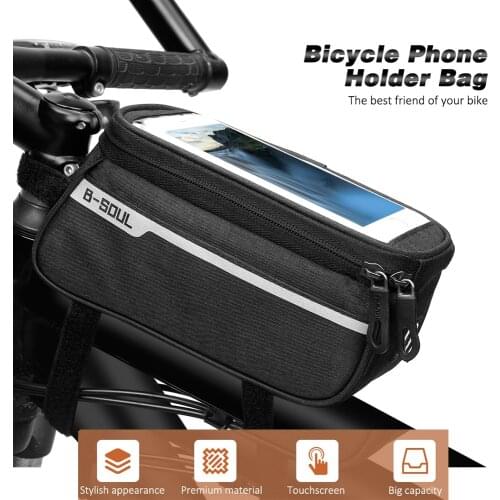 B-SOUL Bicycle Phone Bag MTB Bike Frame Front Tube Pouch Cycling Touch Screen Bag For 3.5-6 Inch Smartphone Bicycle Accessories