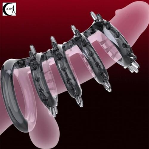 Penis Extender Sleeve Reusable Condoms Dick Sleeve Silicone Penis Ring Glans Cover Enlargement Cock Ring Sex Toys For Men