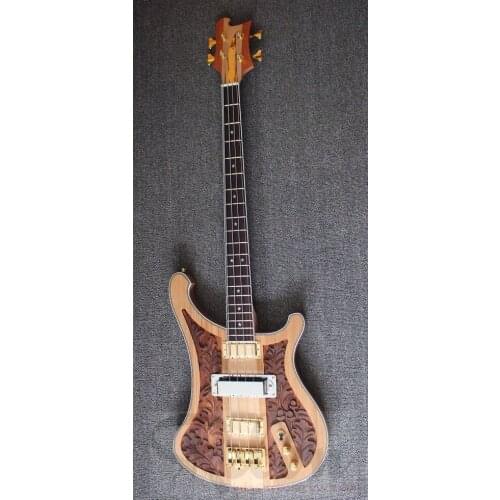 Weifang Rebon 4 string hand carved ricken electric bass guitar in wood colour