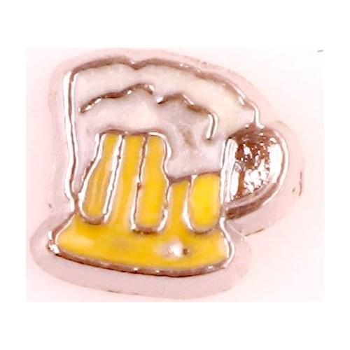 F286 Yellow beer mug with foam cup floating charms for living memory glass floating locket charms DIY jewelry 20pcs/lot