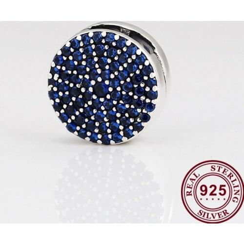 100% 925 Sterling Silver Bead Reflexions Snow Blue Crystal Clip Fit Pandora Women Bracelet & Necklace Diy Jewelry