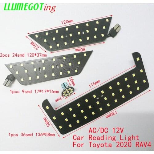 6000K White High Bright SMD2835 4pcs/set 12V Car Auto Interior Map Dome Reading LED Decorative Light Lamp For Toyota RAV4 Series