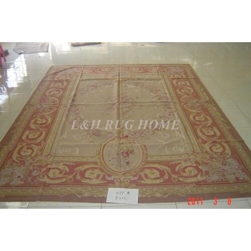 Free shipping 9'x12' French style aubusson carpets hand knotted rugs Woolen French Aubusson Rugs high quality rug