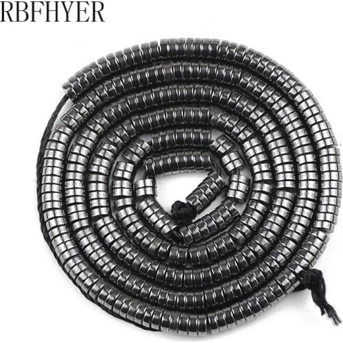 Natural Black Stone 2 3 4 6 8mm Coin Shape Spacer Hematite bead flat round Loose beads for Jewelry bracelet Necklace making DIY