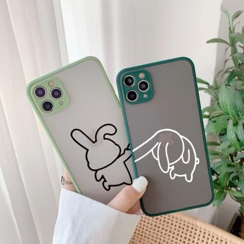 Cartoon Rabbit Lover Couple Phone Case for iPhone 12 11 Pro Max 12 Mini X XS Max XR 8 7 6 6s Plus Hard Matte Back Cover