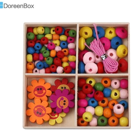 Doreen Box Wood Spacer Beads Round Multicolor Ladybird Set For DIY Jewelry Kit 1Box ,6mm Dia, 20x 5mm,Hole: Approx 2.7mm-1.8mm