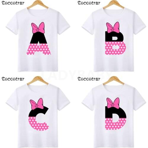 Baby Girls Cute Mouse A-Z Letters Alphabet Print T shirt Funny Kids T-shirts Boys Clothes Children Summer Tops,HKP2466