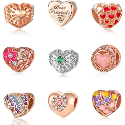 DIY gold heart beads jewelry bijoux bracciale bisuteria french bead silver perfumes mujer originales bracelet charms