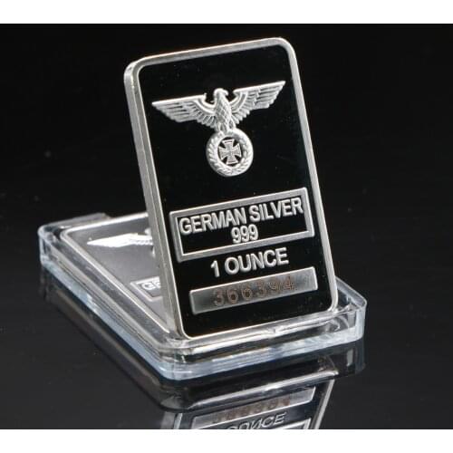 German Eagle Rare 1 Ounce Silver Bar 999 Silver Plated Cross Bar Clear Acrylic Capsule with different serial number