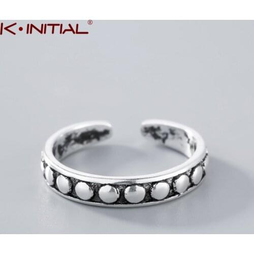Kinitial Retro Round Beads Toe Knuckle Open Carved Ring For Women Adjustable Fashion Boho Female Charms Rings Jewelry