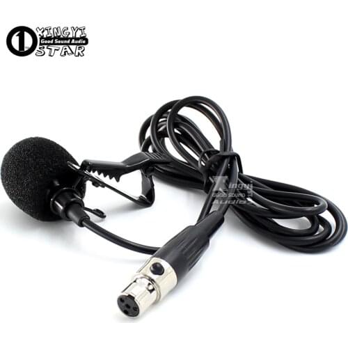 Mini XLR 4 Pin TA4F Connector Condenser Microfone Lapel Lavalier Mic Tie Clip Microphone For SHURE Wireless BodyPack Transmitter