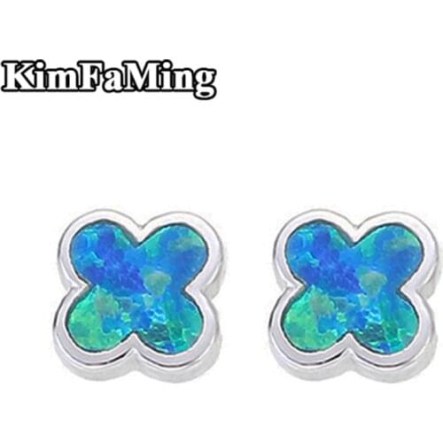 Multi Colors Small Acute Lucky Cover Silver Stud Earrings Jewelry with Opal for Girls OPST020