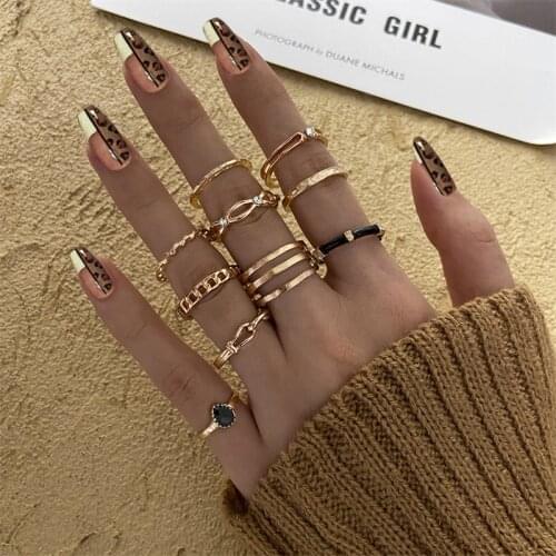Punk Gothic Ring Set Simple Bohemian for Women Vintage Adjustable For Girls Punk Accessories Fashion Jewellery New Trendy