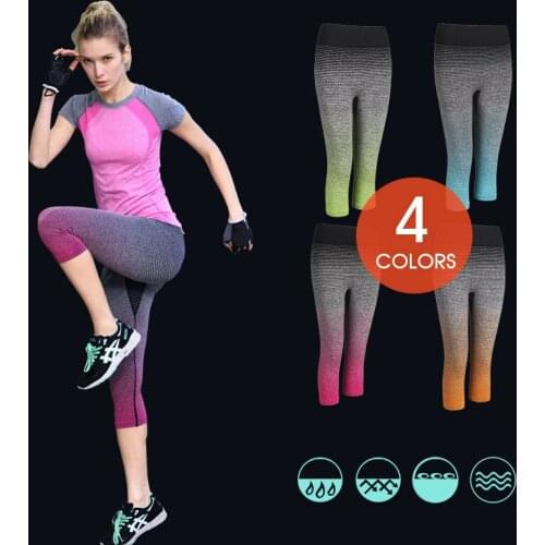 New 2019 high stretch women Gradient quick dry tight yoga pants running fitness pants Exercise capri Pants