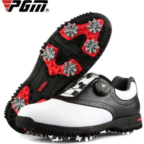 PGM Mens Golf Shoes Rotating Buckle Shoeslace Activity Nail Training Tennis Shoes Waterproof Leather Sneakers D0843