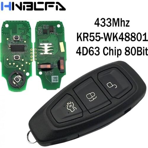 3 Buttons Car Keyless Go Smart Remote Key 433Mhz for Ford Mondeo MK4 MK5 Focus Fiesta Kuga C-Max with 4D63 80Bit Chip