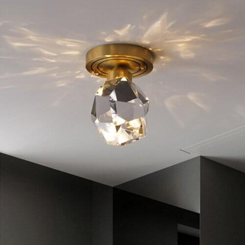 Light luxury crystal aisle ceiling light simple modern creative entrance home cloakroom all copper ceiling lamp