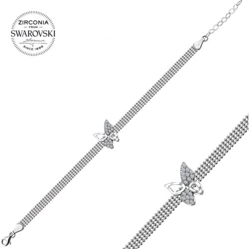 Silverlina Silver Swarovski Zirconia Cubic Zirconia Butterfly Bracelet