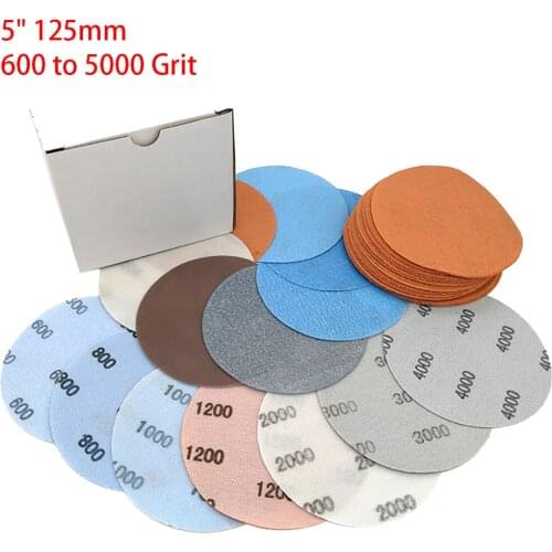 "125mm Sanding Discs Sandpaper FV Film Superfine 600-5000 Grit Soft Waterproof Abrasive Paper for Wet/Dry Polish Automotive Pai