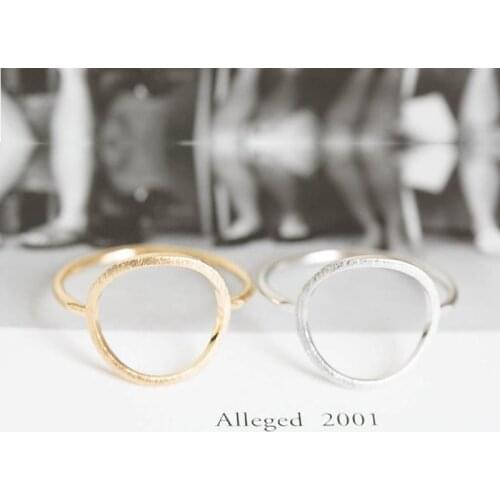 SMJEL Sliver Simple Brushed Karma Circle Rings for Women Trendy Round Ring Anel Party Wedding Band Jewelry Bijoux R027