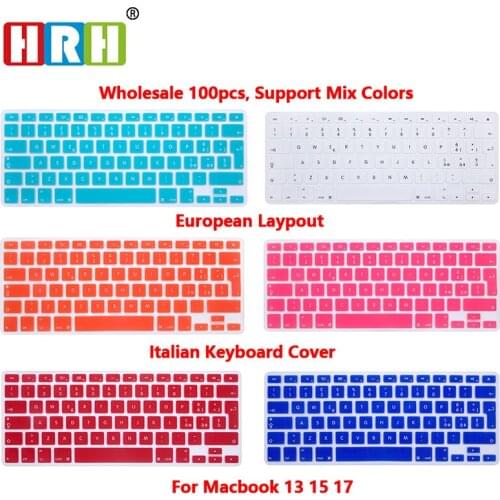 HRH100PCS Slim Silicone EU/UK Layout Italy Silicone Keyboard Protector Cover Skin For MacBook Air 13 Pro Retina 13 15 17 Italian