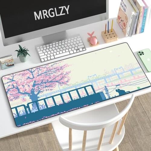 Drop Shipping Anime Mouse Pad 40X90CM Cherry Blossoms Large Waterproof Mousepad Gaming Accessoroes Laptop Gamer Keyboard DeskMat