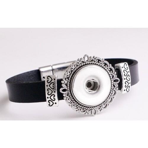 High quality genuine leather 18mm snap button Bracelet bangle wholesale FM733