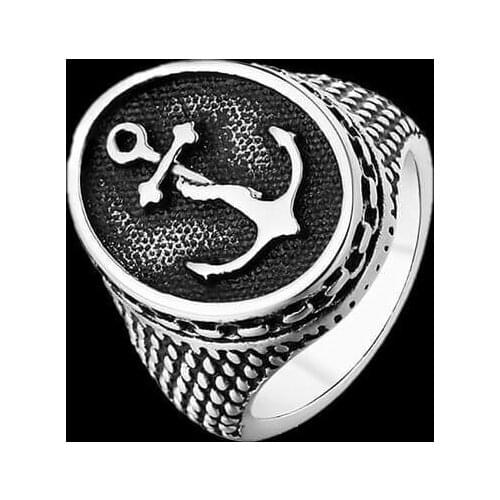 1pc New Arrival Anchor Ring 316L Stainless Steel Man Boy Biker Style Cool Ring