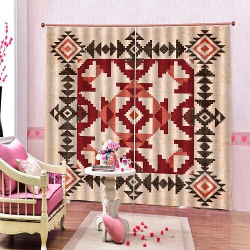 Custom Any Size Modern Bohemia Style Curtain Polyester Fabric Photo Print For Living room Bedroom Blackout Window Drapes Sets