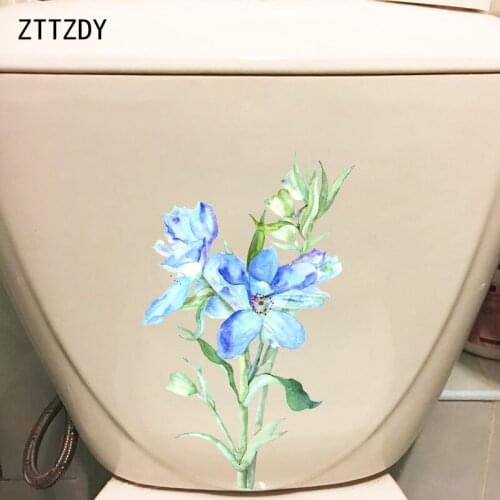 ZTTZDY 13.9*22.3CM Watercolor Flowers WC Toilet Sticker Decor Classic Home Rooms Wall Decal T2-0282