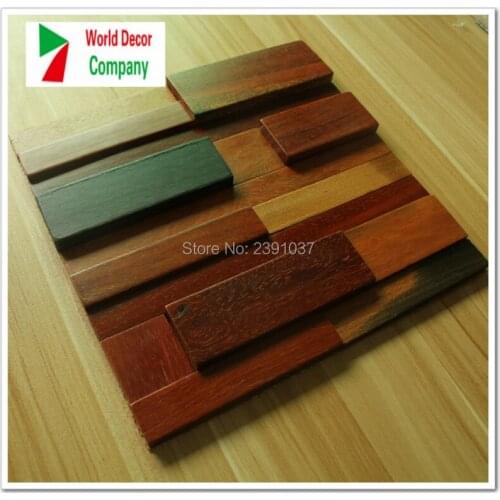 1 Box (11sheet) New Vintage wood mosaic tiles home walls decoration material backsplash 3D panels wood mosaic tile Size 30*30cm