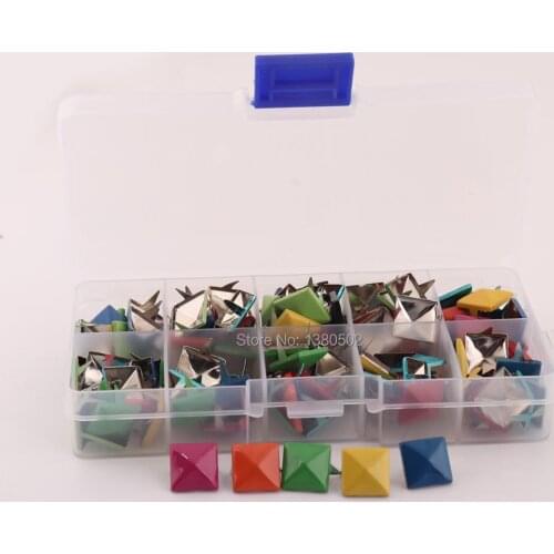 1 box Square mix Color 12mm Metal Decoration Rivets Garment Rivet for bag Sewing tool accessories