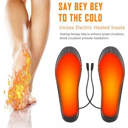 1 Pair USB Heated Shoe Insoles Foot Warming Pad Feet Warmer Sock Pad Mat Winter Outdoor Sports Heating Insoles Winter Warm Soles