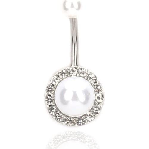 1Pc Double Round beads Cubic Zirconia Geometric Shape Belly Button Ring Piercing Body Jewelry Bar