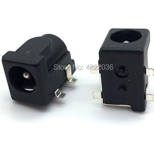 10pcs SMD DC-005 DC-050 DC Power Jack Socket Connector DC005 5.5*2.1mm Socket Round the needle Black Color