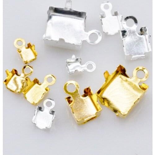 100p ss12 ss16 ss18 ss28 ss38 Gold silver Cup claw With Loop crystal rhinestone Trim End Chain Connector Ends Rings Lobster Clap