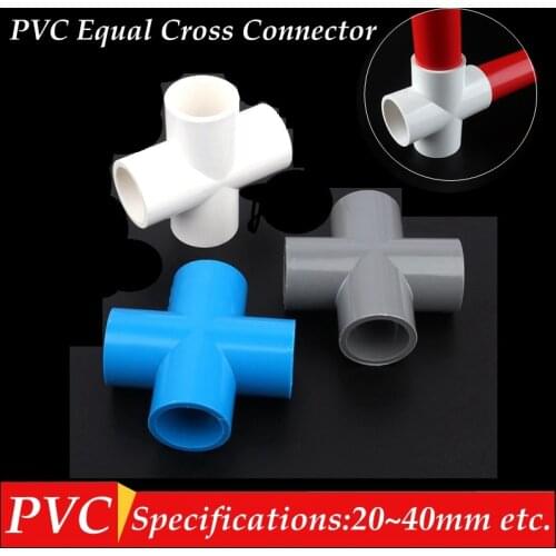 2pcs 20-40mm PVC Pipe Equal Cross Connector Garden Irrigation System Parts Water Pipe 4 Way Adapter Fish Tank Supplies