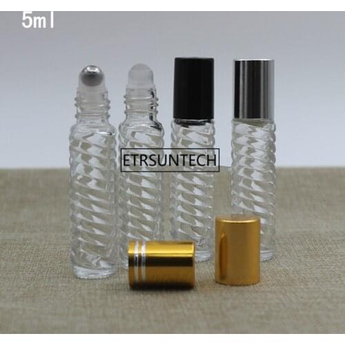 5ml Glass Roll on Perfume Bottle with Stainless Steel Roller Small Essential Oil Roller-on Sample Bottles F2010