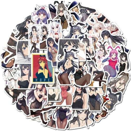 50PCS Anime Sexy Beauty Girl Sticker For Mobile Phone Laptop Luggage Suitcase Skateboard Styling Cartoon Waterproof Sticker