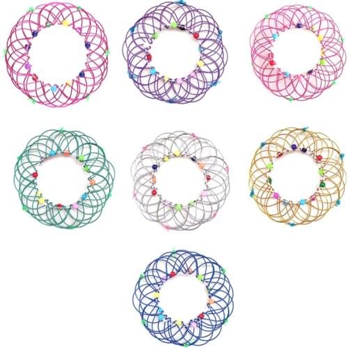 Adult Children Anti-stress Toy Mandala Decompression Toy Variety Flower Basket Thirty-six Softened Steel Ring Fidget Toy Gift