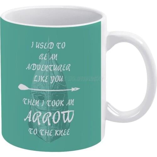 Skyrim : Arrow to The Knee White Mug To Friends and Family Creative Gift 11 Oz Mug Coffee Ceramic Mug Skyrim Arrow Knee Whiterun