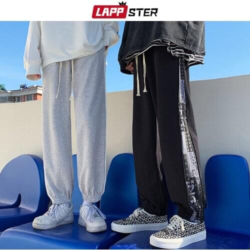LAPPSTER Men Hip Hop Patchwork Fashion Sweatpants 2021 Spring Mens Streetwear Harajuku Cargo Punk Pants Man Korean Joggers Pants