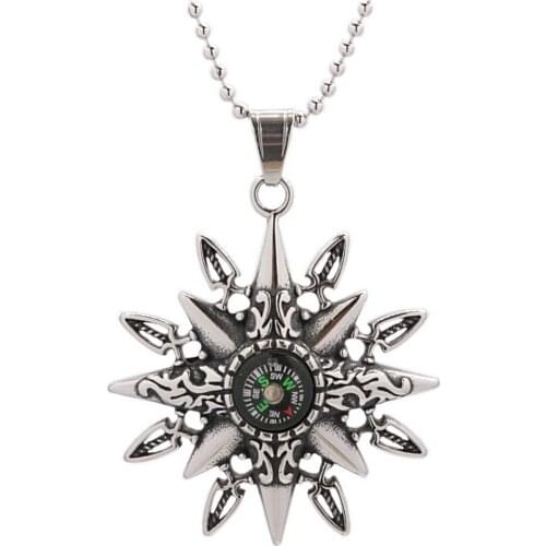 1 PC High Quality 316L Stainless steel Retro Simple Cool Assertive Mens Chain Necklace Compass Pendant Fashion Jewelry Gift