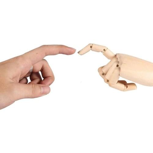 NHBR Wooden Sectioned Opposable Articulated Left Right Hand Figure Manikin Hand Model for Drawing Sketching Painting 7inch