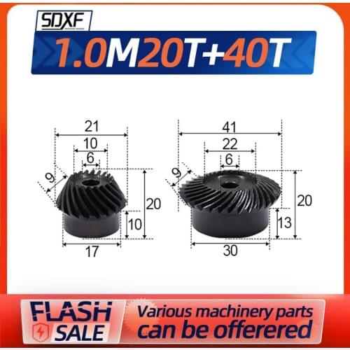 Two pieces, spiral bevel gear 1M20T+40T, precision spiral bevel gear, need to be processed and fixed by yourself