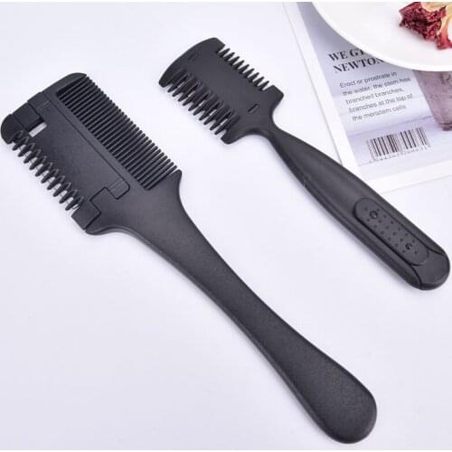 1PC Double Side Hair Razor Comb Layer Shaper Cutting Thinning Comb with Blade Black Color
